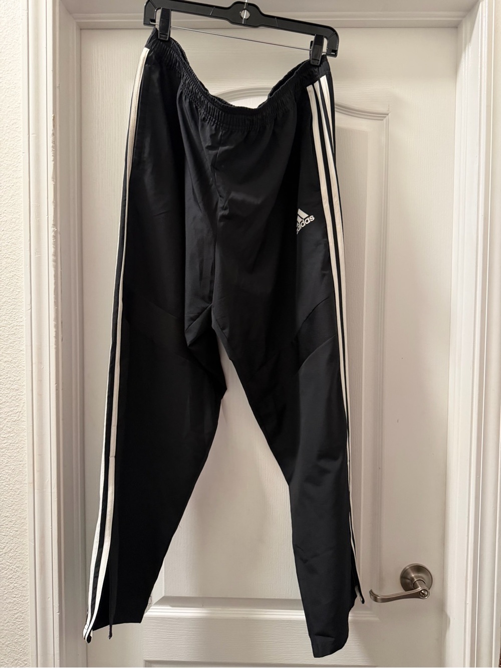 adidas Black Athletic Track Pants with White Logo